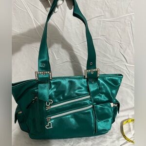 SATIN PURSE RHINESTONE TRIM green Wedding Prom Bridesmaids Eveningwear